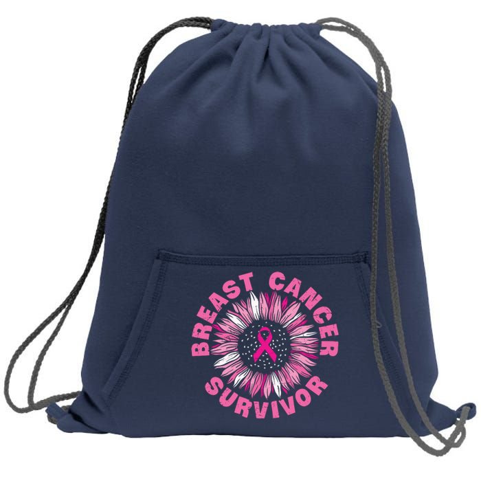 Breast Cancer Survivor Pink Ribbon Sweatshirt Cinch Pack Bag