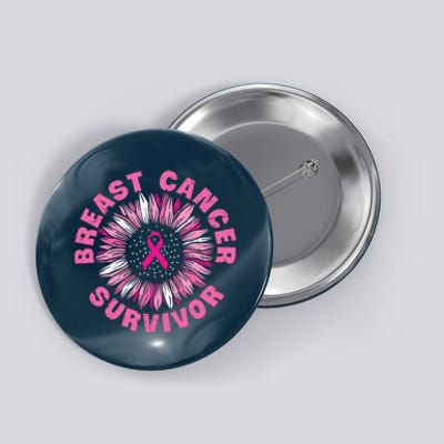 Breast Cancer Survivor Pink Ribbon Button