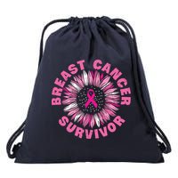 Breast Cancer Survivor Pink Ribbon Drawstring Bag