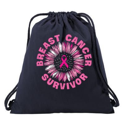 Breast Cancer Survivor Pink Ribbon Drawstring Bag