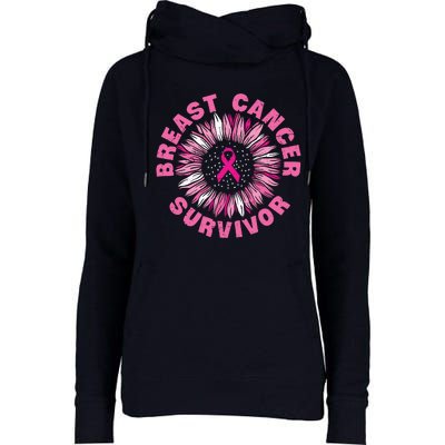 Breast Cancer Survivor Pink Ribbon Womens Funnel Neck Pullover Hood