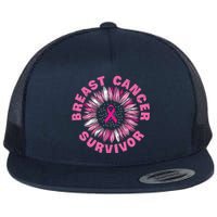 Breast Cancer Survivor Pink Ribbon Flat Bill Trucker Hat