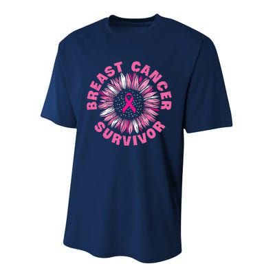 Breast Cancer Survivor Pink Ribbon Performance Sprint T-Shirt