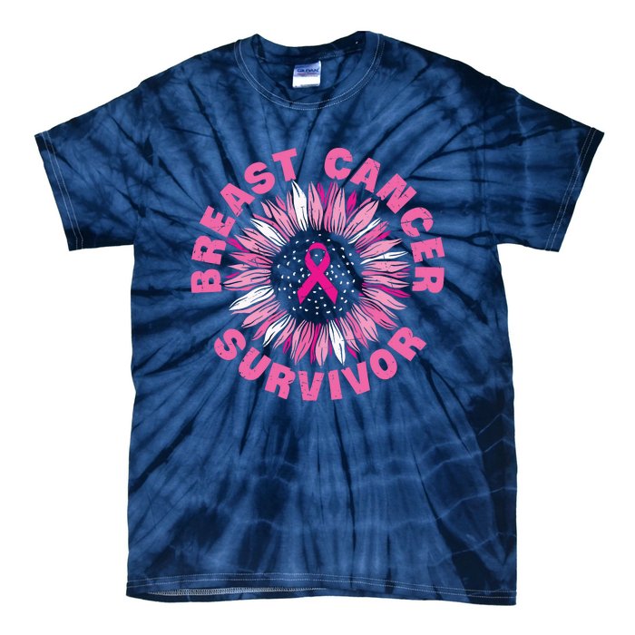 Breast Cancer Survivor Pink Ribbon Tie-Dye T-Shirt