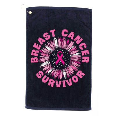 Breast Cancer Survivor Pink Ribbon Platinum Collection Golf Towel