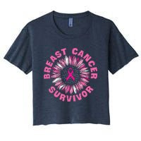 Breast Cancer Survivor Pink Ribbon Women's Crop Top Tee