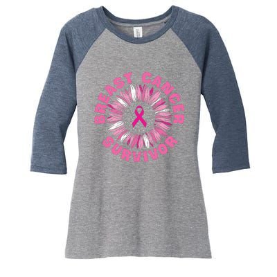 Breast Cancer Survivor Pink Ribbon Women's Tri-Blend 3/4-Sleeve Raglan Shirt