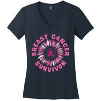 Breast Cancer Survivor Pink Ribbon Women's V-Neck T-Shirt