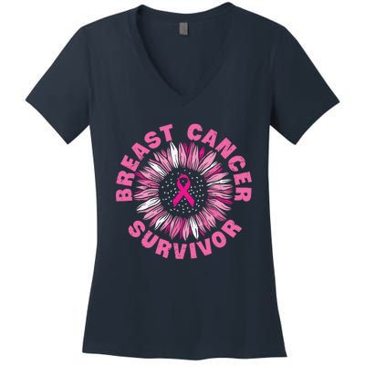 Breast Cancer Survivor Pink Ribbon Women's V-Neck T-Shirt