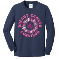 Breast Cancer Survivor Pink Ribbon Kids Long Sleeve Shirt