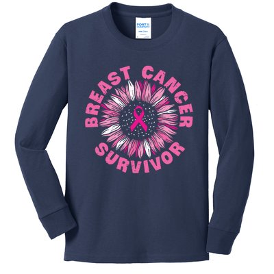 Breast Cancer Survivor Pink Ribbon Kids Long Sleeve Shirt