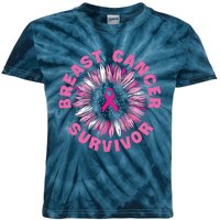 Breast Cancer Survivor Pink Ribbon Kids Tie-Dye T-Shirt