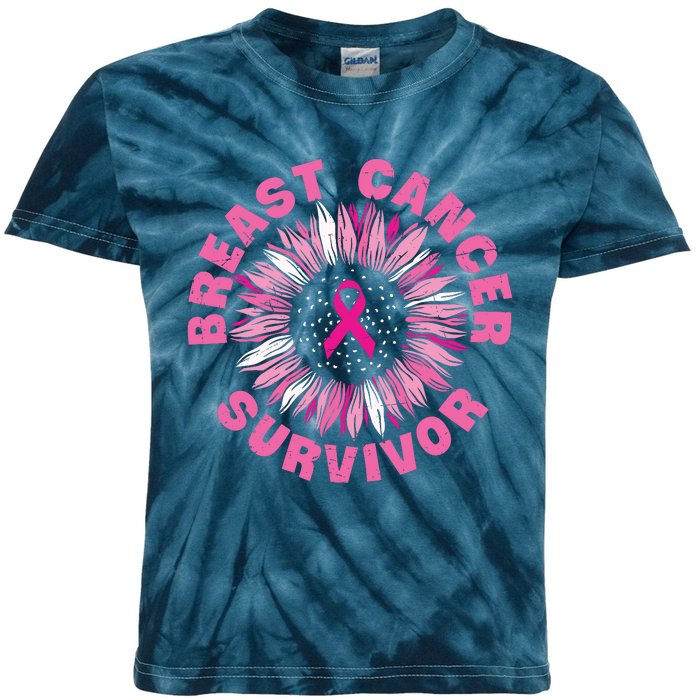 Breast Cancer Survivor Pink Ribbon Kids Tie-Dye T-Shirt