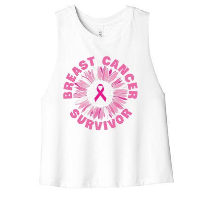 Breast Cancer Survivor Pink Ribbon Women's Racerback Cropped Tank