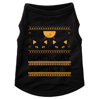 Black Cat Society Halloween Ugly Sweater Doggie Tank