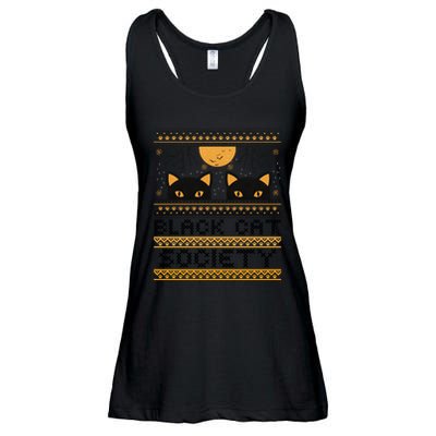 Black Cat Society Halloween Ugly Sweater Ladies Essential Flowy Tank