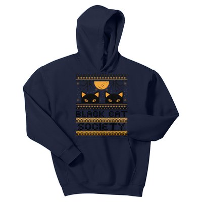 Black Cat Society Halloween Ugly Sweater Kids Hoodie