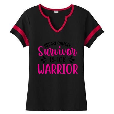 Breast Cancer Survivor Chick Warrior Ladies Halftime Notch Neck Tee