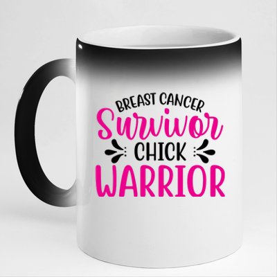 Breast Cancer Survivor Chick Warrior 11oz Black Color Changing Mug