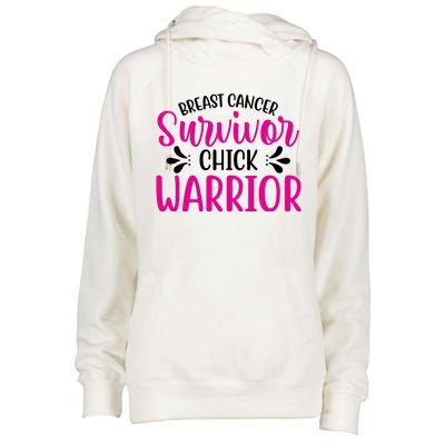 Breast Cancer Survivor Chick Warrior Womens Funnel Neck Pullover Hood