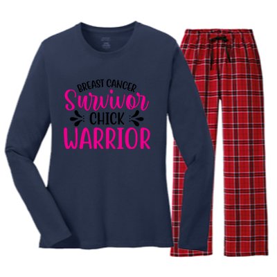 Breast Cancer Survivor Chick Warrior Women's Long Sleeve Flannel Pajama Set 