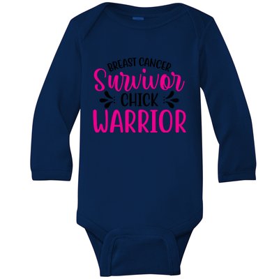 Breast Cancer Survivor Chick Warrior Baby Long Sleeve Bodysuit