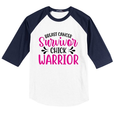 Breast Cancer Survivor Chick Warrior Baseball Sleeve Shirt