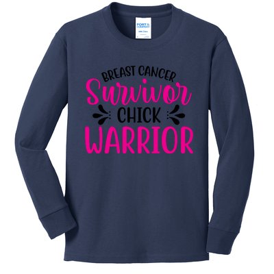 Breast Cancer Survivor Chick Warrior Kids Long Sleeve Shirt