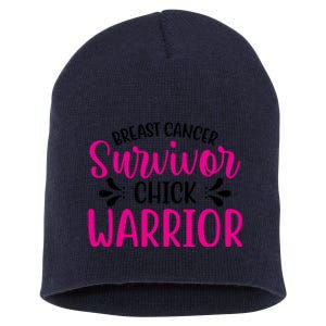 Breast Cancer Survivor Chick Warrior Short Acrylic Beanie