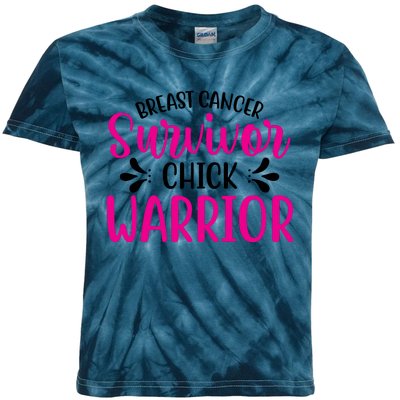 Breast Cancer Survivor Chick Warrior Kids Tie-Dye T-Shirt