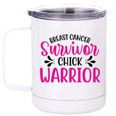 Breast Cancer Survivor Chick Warrior 12 oz Stainless Steel Tumbler Cup