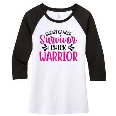 Breast Cancer Survivor Chick Warrior Women's Tri-Blend 3/4-Sleeve Raglan Shirt