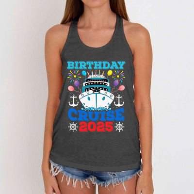 Birthday Cruise Squad 2025 Family Birthday Party Vacation Women's Knotted Racerback Tank