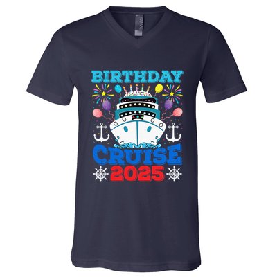Birthday Cruise Squad 2025 Family Birthday Party Vacation V-Neck T-Shirt