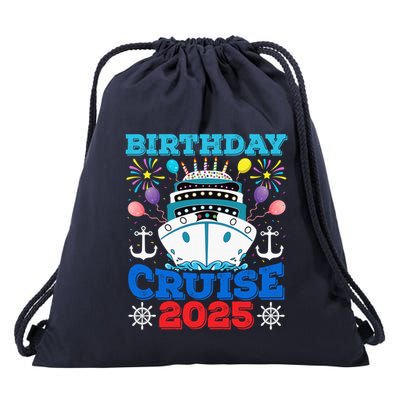 Birthday Cruise Squad 2025 Family Birthday Party Vacation Drawstring Bag