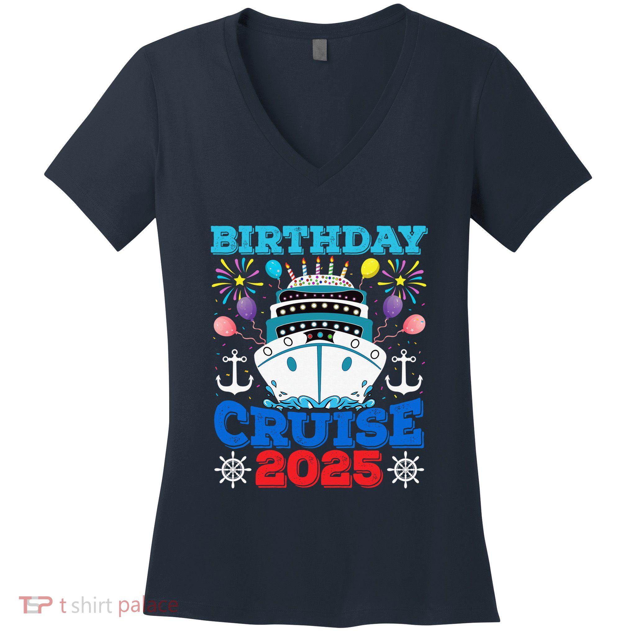 Birthday Cruise Squad 2025 Family Birthday Party Vacation Women's V-Neck T-Shirt