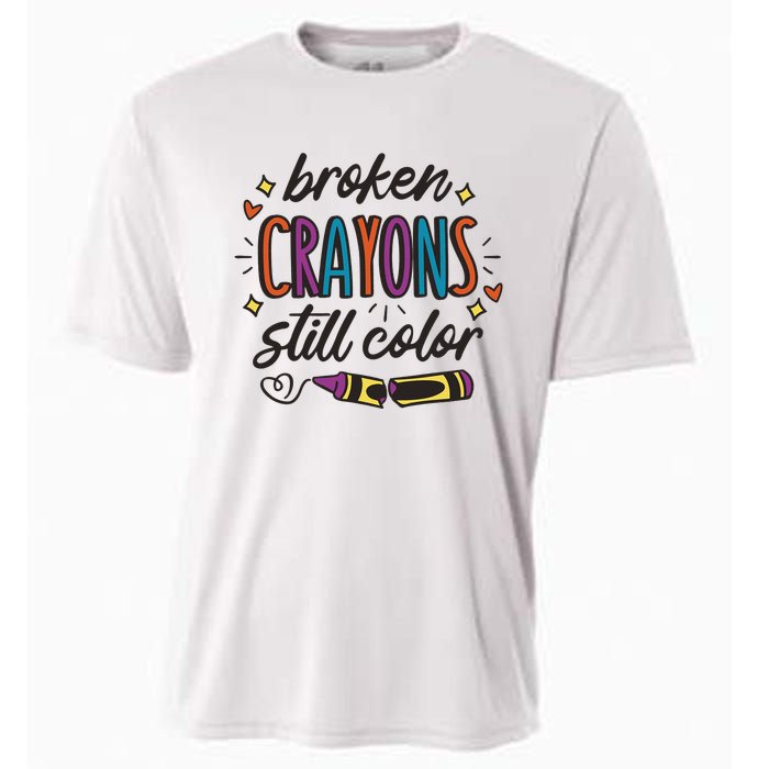 Broken Crayons Still Color Mental Health Matters Quote Cooling Performance Crew T-Shirt