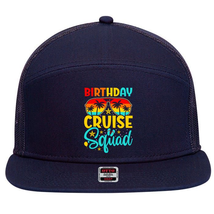 Birthday Cruise Squad Cruising Vacation Funny Crew 7 Panel Mesh Trucker Snapback Hat