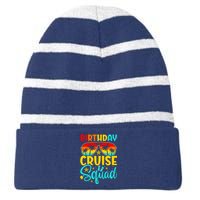 Birthday Cruise Squad Cruising Vacation Funny Crew Striped Beanie with Solid Band