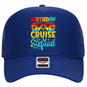 Birthday Cruise Squad Cruising Vacation Funny Crew High Crown Mesh Back Trucker Hat