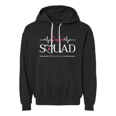 Breast Cancer Squad With Heart And Ribbon Garment-Dyed Fleece Hoodie