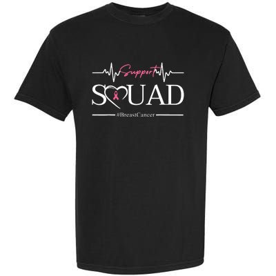 Breast Cancer Squad With Heart And Ribbon Garment-Dyed Heavyweight T-Shirt