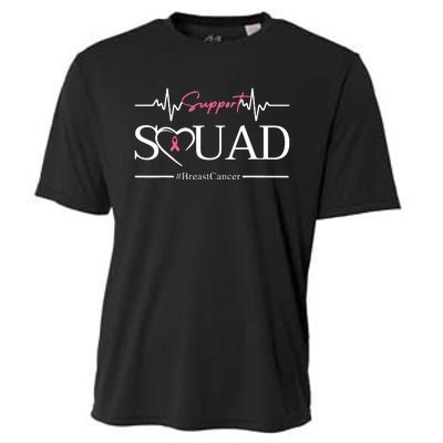 Breast Cancer Squad With Heart And Ribbon Cooling Performance Crew T-Shirt