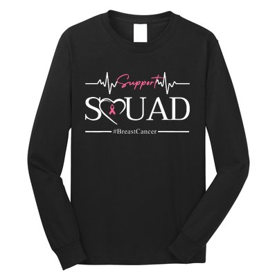 Breast Cancer Squad With Heart And Ribbon Long Sleeve Shirt