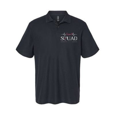 Breast Cancer Squad With Heart And Ribbon Softstyle Adult Sport Polo