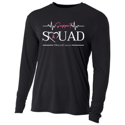 Breast Cancer Squad With Heart And Ribbon Cooling Performance Long Sleeve Crew