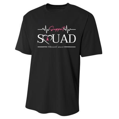 Breast Cancer Squad With Heart And Ribbon Performance Sprint T-Shirt