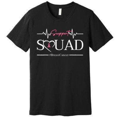 Breast Cancer Squad With Heart And Ribbon Premium T-Shirt