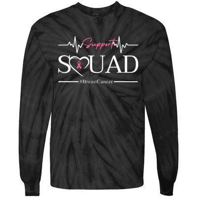 Breast Cancer Squad With Heart And Ribbon Tie-Dye Long Sleeve Shirt