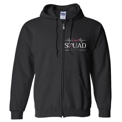 Breast Cancer Squad With Heart And Ribbon Full Zip Hoodie